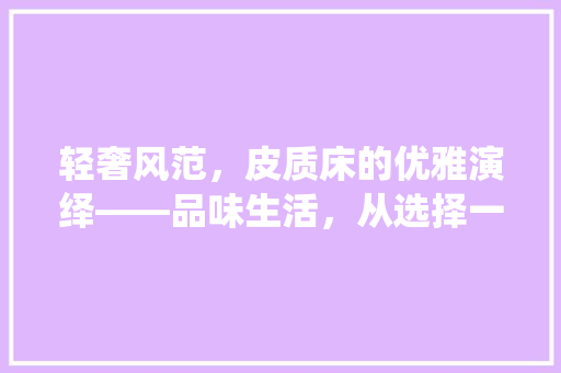 轻奢风范，皮质床的优雅演绎——品味生活，从选择一款皮质床开始