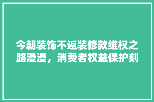 今朝装饰不返装修款维权之路漫漫，消费者权益保护刻不容缓  第1张