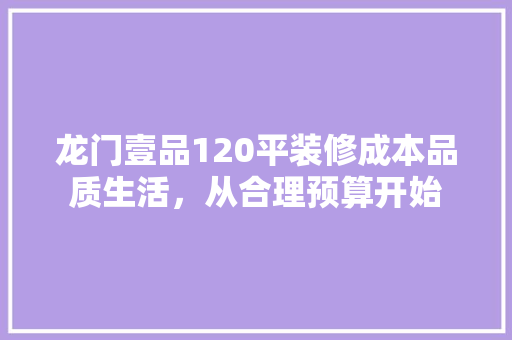 龙门壹品120平装修成本品质生活，从合理预算开始