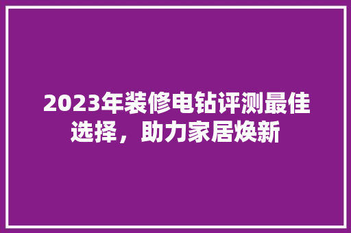 2023年装修电钻评测最佳选择，助力家居焕新  第1张