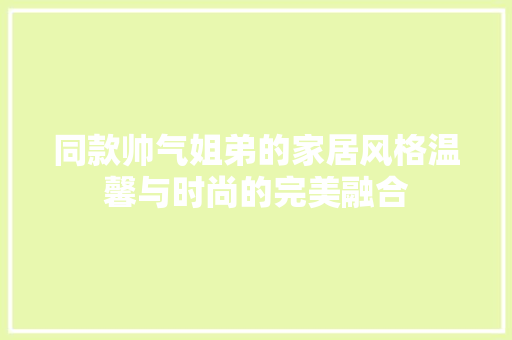 同款帅气姐弟的家居风格温馨与时尚的完美融合  第1张