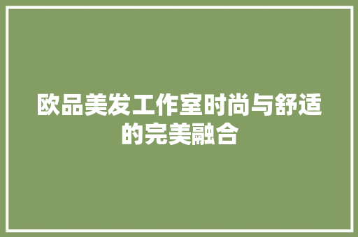 欧品美发工作室时尚与舒适的完美融合