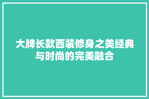 大牌长款西装修身之美经典与时尚的完美融合