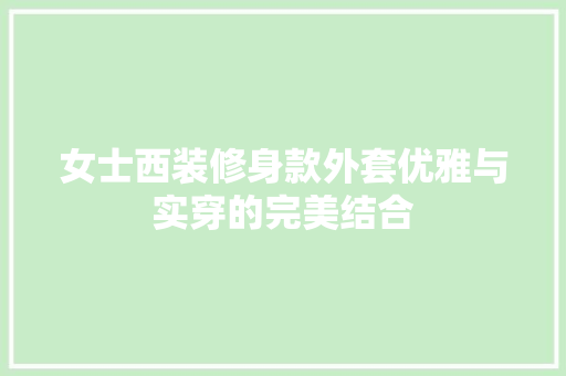 女士西装修身款外套优雅与实穿的完美结合  第1张