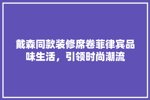 戴森同款装修席卷菲律宾品味生活，引领时尚潮流  第1张
