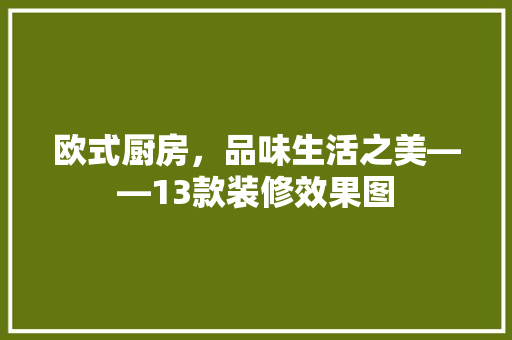 欧式厨房，品味生活之美——13款装修效果图