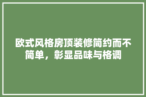 欧式风格房顶装修简约而不简单，彰显品味与格调
