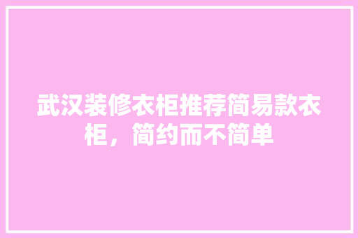 武汉装修衣柜推荐简易款衣柜，简约而不简单