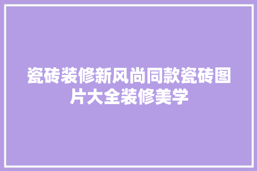 瓷砖装修新风尚同款瓷砖图片大全装修美学