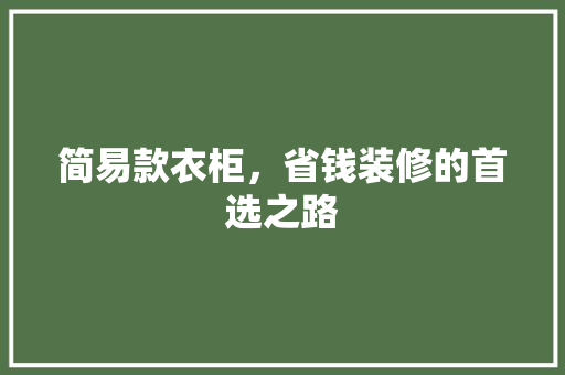 简易款衣柜，省钱装修的首选之路