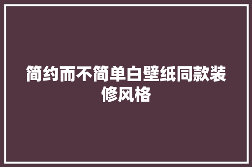 简约而不简单白壁纸同款装修风格