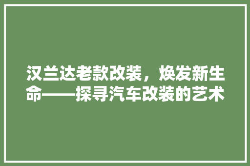 汉兰达老款改装，焕发新生命——探寻汽车改装的艺术与魅力