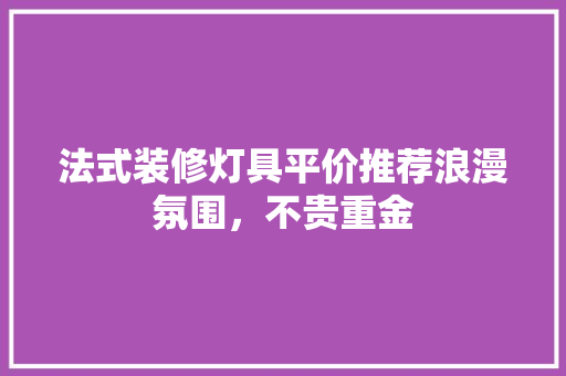 法式装修灯具平价推荐浪漫氛围，不贵重金