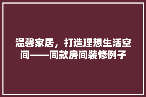 温馨家居，打造理想生活空间——同款房间装修例子