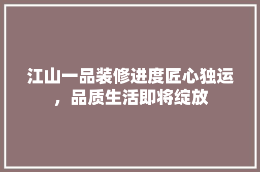 江山一品装修进度匠心独运，品质生活即将绽放