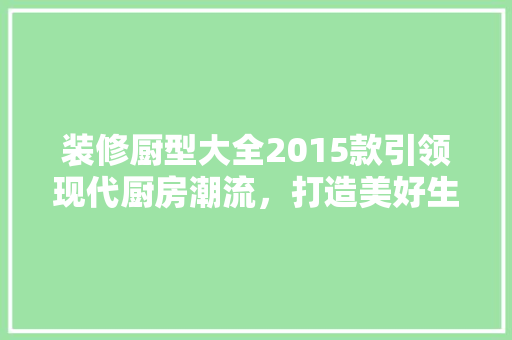 装修厨型大全2015款引领现代厨房潮流，打造美好生活空间
