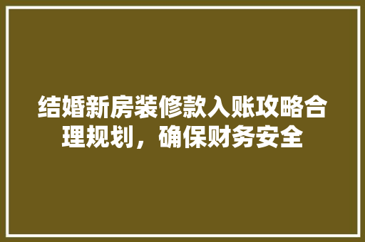 结婚新房装修款入账攻略合理规划，确保财务安全