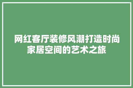 网红客厅装修风潮打造时尚家居空间的艺术之旅