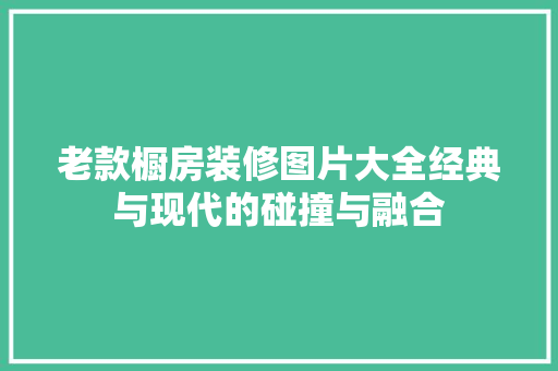 老款橱房装修图片大全经典与现代的碰撞与融合
