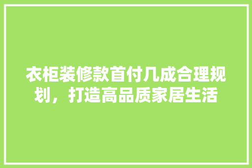 衣柜装修款首付几成合理规划，打造高品质家居生活