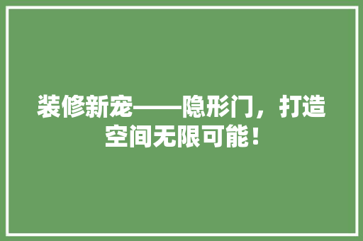 装修新宠——隐形门，打造空间无限可能！