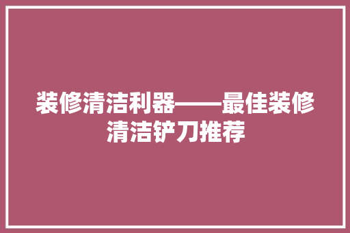 装修清洁利器——最佳装修清洁铲刀推荐