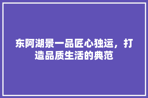 东阿湖景一品匠心独运，打造品质生活的典范