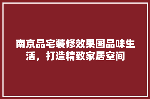南京品宅装修效果图品味生活，打造精致家居空间