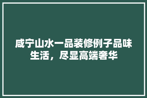 咸宁山水一品装修例子品味生活，尽显高端奢华