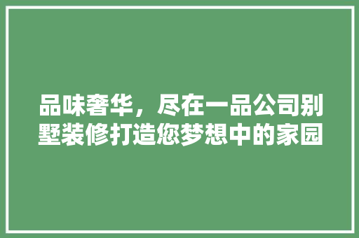 品味奢华，尽在一品公司别墅装修打造您梦想中的家园