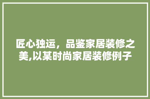 匠心独运，品鉴家居装修之美,以某时尚家居装修例子为例
