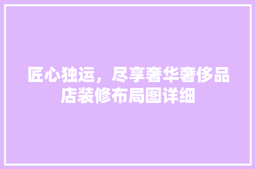 匠心独运，尽享奢华奢侈品店装修布局图详细