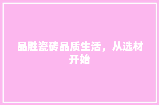 品胜瓷砖品质生活，从选材开始