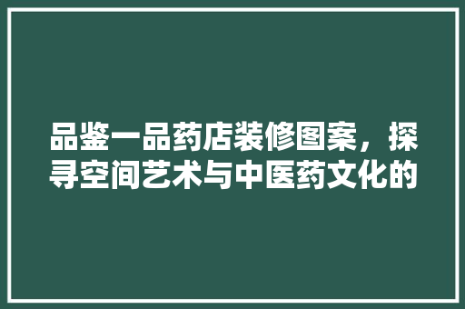 品鉴一品药店装修图案，探寻空间艺术与中医药文化的完美融合