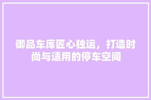 御品车库匠心独运，打造时尚与适用的停车空间