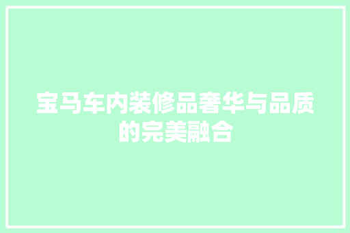 宝马车内装修品奢华与品质的完美融合