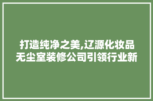 打造纯净之美,辽源化妆品无尘室装修公司引领行业新风尚