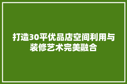 打造30平优品店空间利用与装修艺术完美融合