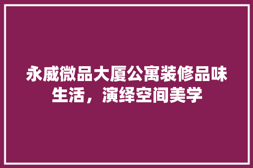 永威微品大厦公寓装修品味生活，演绎空间美学