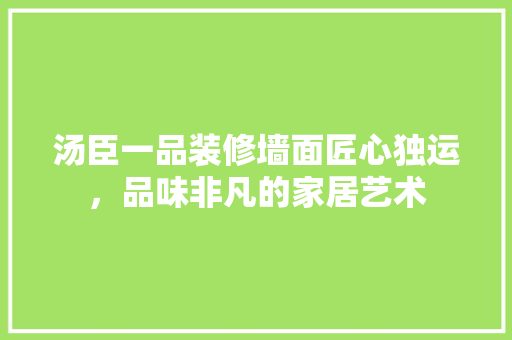 汤臣一品装修墙面匠心独运，品味非凡的家居艺术