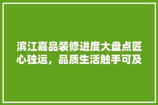 滨江嘉品装修进度大盘点匠心独运，品质生活触手可及