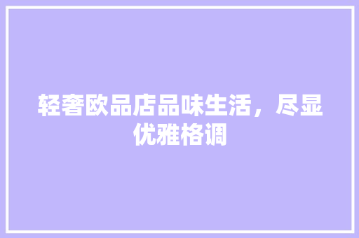 轻奢欧品店品味生活，尽显优雅格调