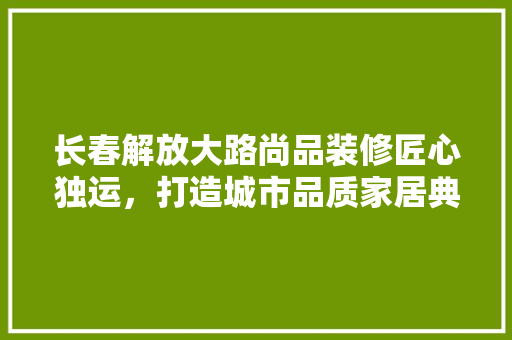 长春解放大路尚品装修匠心独运，打造城市品质家居典范