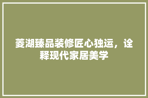 菱湖臻品装修匠心独运，诠释现代家居美学
