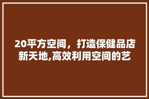 20平方空间，打造保健品店新天地,高效利用空间的艺术
