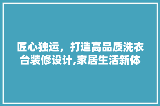 匠心独运，打造高品质洗衣台装修设计,家居生活新体验