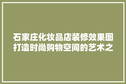 石家庄化妆品店装修效果图打造时尚购物空间的艺术之旅