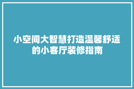 小空间大智慧打造温馨舒适的小客厅装修指南