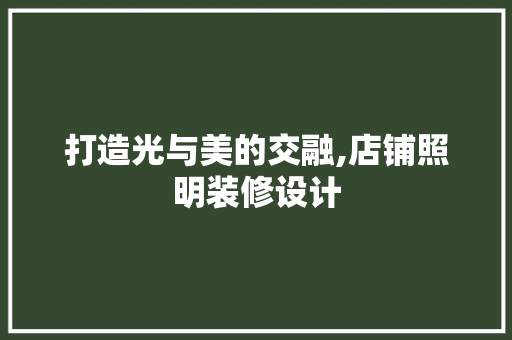 打造光与美的交融,店铺照明装修设计