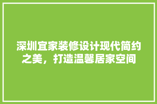 深圳宜家装修设计现代简约之美，打造温馨居家空间